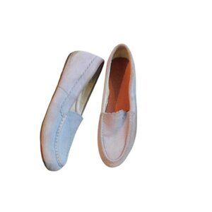 Vionic Size 10 Light Blue Suede Leather Slip on Flat Shoes